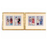 Pair of Chinese Mixed Media Figural Shadowboxes