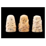 Antique Carved Natural Material Thimbles
