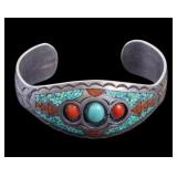 Native American Silver Turquoise Cuff Bracelet