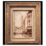 Early 20th C Signed Oil on Board, Paris Scene