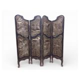 Antique French Carved Wood 4-Panel Screen