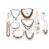 Wood, Glass, and Coral Beaded Necklaces