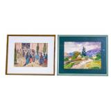 2 Signed Watercolors, MC / c 1960s