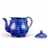 Staffordshire Historical Blue Flow Blue Teapot
