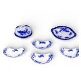 Staffordshire Flow Blue Butter & Bone Dishes