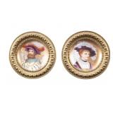 2 Antique European Porcelain Portrait Plates