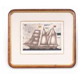 Signed & Numbered Schooner Print in Burl Frame