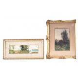 19th C Watercolor Landscape Paintings, Signed