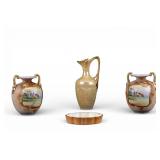 Hand Painted Nippon and Luster Porcelain Vases