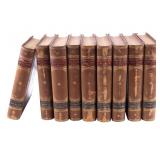 19th C John Lord 9 Vol Leather Bound Book Set