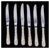 6 S. Kirk & Son Repousse Sterling Knives