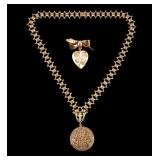 Vintage Filigree Locket & Lucky 4 Leaf Pin