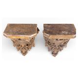 Antique Carved Wood and Gesso Sconce Shelves