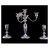 Sterling Silver Candelabra + Candlestick Pair