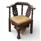 Antique Carved Oak Corner Chair