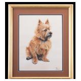 M. Bredin Signed Watercolor Terrier Portrait