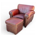Art Deco 2 Tone Club Chair & Ottoman
