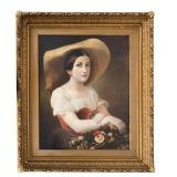 19th C Oil on Canvas, American School, Portrait