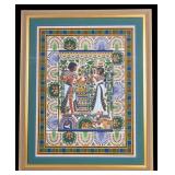 Framed Hand-Colored Egyptian Papyrus Print