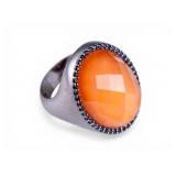 18K Robert Coin Cushion Cut Carnelian Ring