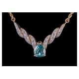 14K Blue-Green Diamond Necklace GIA Certified