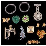 Early Cowboy Brooch and Rhinestone Jewelry