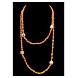 Antique Butterscotch and Mother of Pearl Necklace