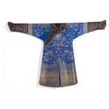 Chinese Blue and Gold Embroidered Dragon Robe