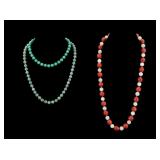 Chinese Green Stone Necklace, GF and 925 Clasps