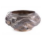 Chinese Silver Dragon Repousse Bowl