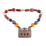 Antique Moroccan Berber Stone and Amber Necklace