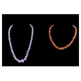 Amethyst and Facet Cut Amber Necklaces