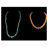 Malachite and Amber Graduated Necklaces