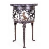 Italian Pietra Dura Table, Wrought Iron Base
