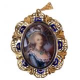 18K Corletto Italy Hand Painted Pendant Brooch
