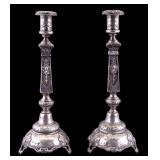 Pair of Russian .84 Silver Candlesticks