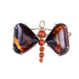 18K Coral and Shell Butterfly Brooch / Pendant