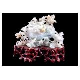 Chinese Carved Jade Lidded Box on Stand