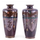 Pair of Japanese Cloisonne Enamel Vases