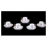 Meissen Porcelain Tea Cups and Saucers (5 Sets)