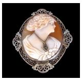 14K Gold Victorian Cameo Brooch
