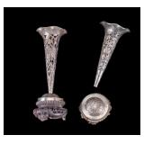 Pair of Chinese Silver Filigree Trumpet Vases