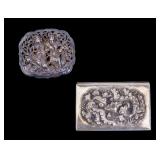 Asian Silver Box and Figural Belt Buckle