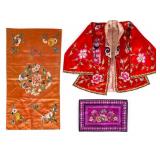 Chinese Silk Embroidered Panels and Child