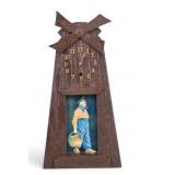 Antique Gilbert Mission Oak Windmill Mantle Clock