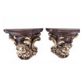 Gold Painted Cherub Sconce Shelves
