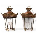 Parisian Copper and Bronze Electrified Lanterns