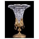 Egyptian Revival Bronze Crystal Vase Insert