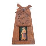 Antique Gilbert Mission Oak Windmill Mantle Clock