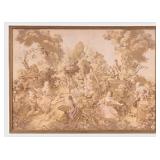 Framed French Tapestry Romantic / Pastoral Scene